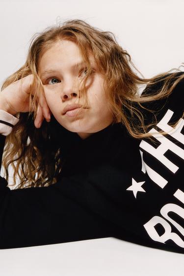 Zara RHINESTONE ROLLING STONES © HOODIE - Black