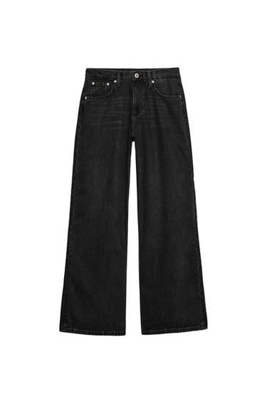 ZW COLLECTION LOW-RISE WIDE-LEG JEANS - Black by Zara