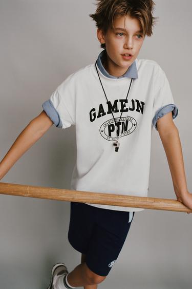 JOGGINGSHIRT MET TEKSTPRINT - Wit van Zara