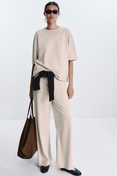 OVERSIZED TEXTURED T-SHIRT - Sand by Zara - Image 0