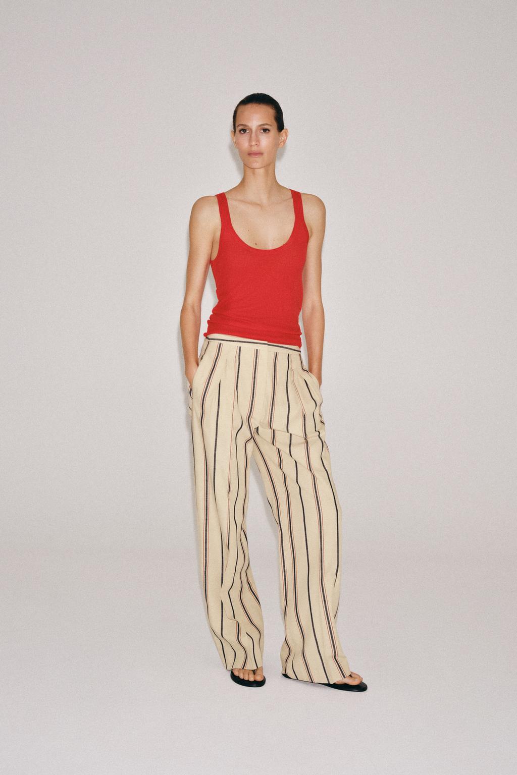 ZW COLLECTION STRIPED PLEATED TROUSERS