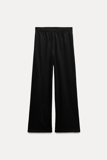 COTTON STRAIGHT-LEG TROUSERS - Black by Zara