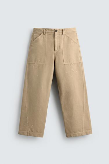 LIMITED EDITION PAINT SPLATTER TROUSERS - Sand by Zara