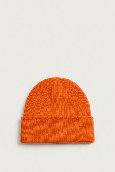 WOOL BLEND KNIT BEANIE - Orange by Zara