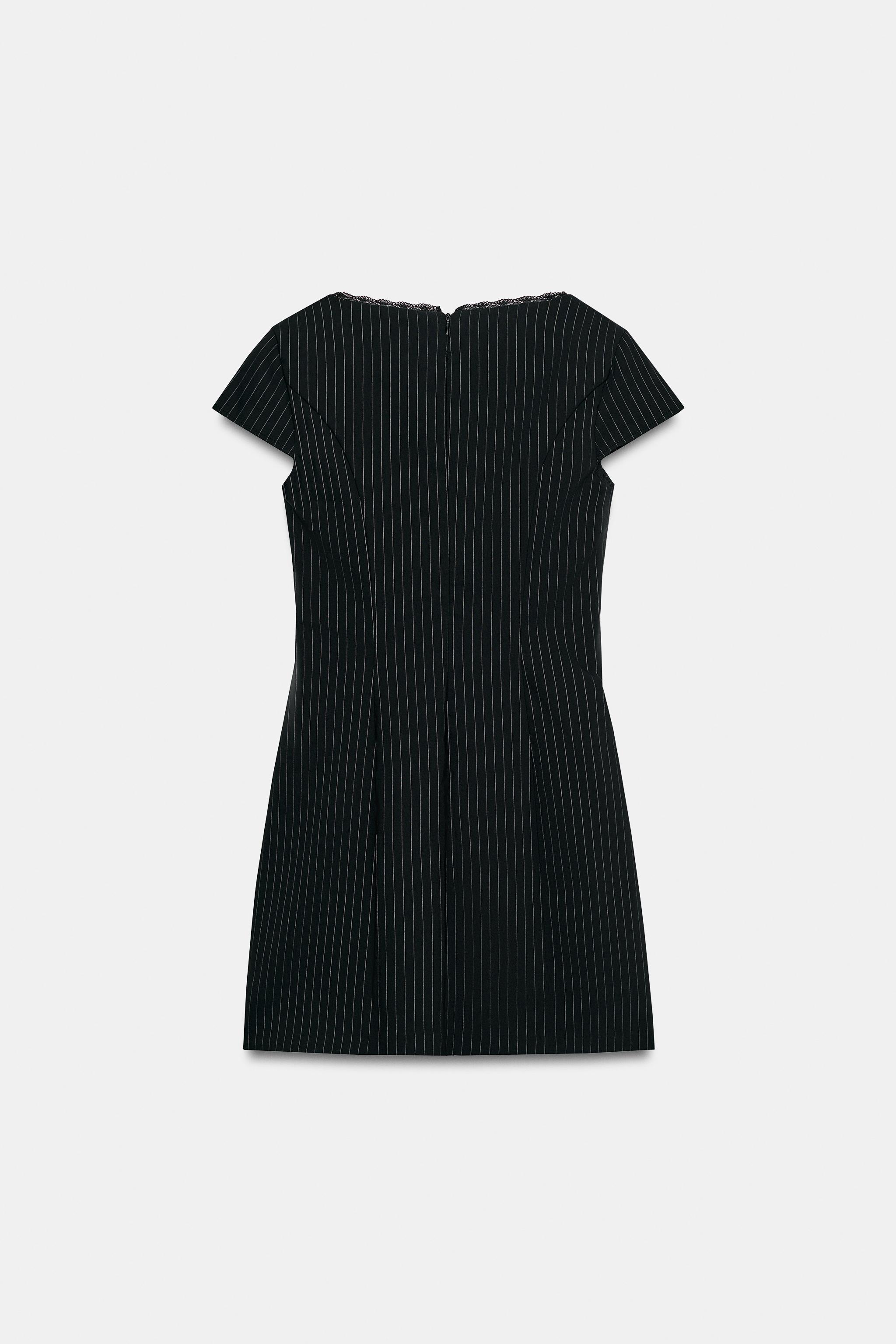 黒のストライプミニワンピース リボン付きストライプ柄ミニワンピース - ブラック | ZARA Japan / 日本