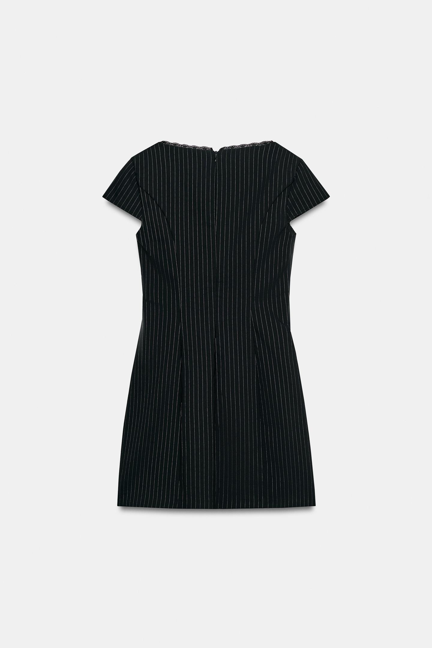 Женское платье Zara Striped Bow Mini, цвет: Чёрный — фото 7