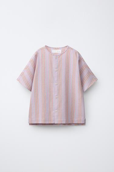 STRIPED SHIRT - Pink / Mauve by Zara - Image 0
