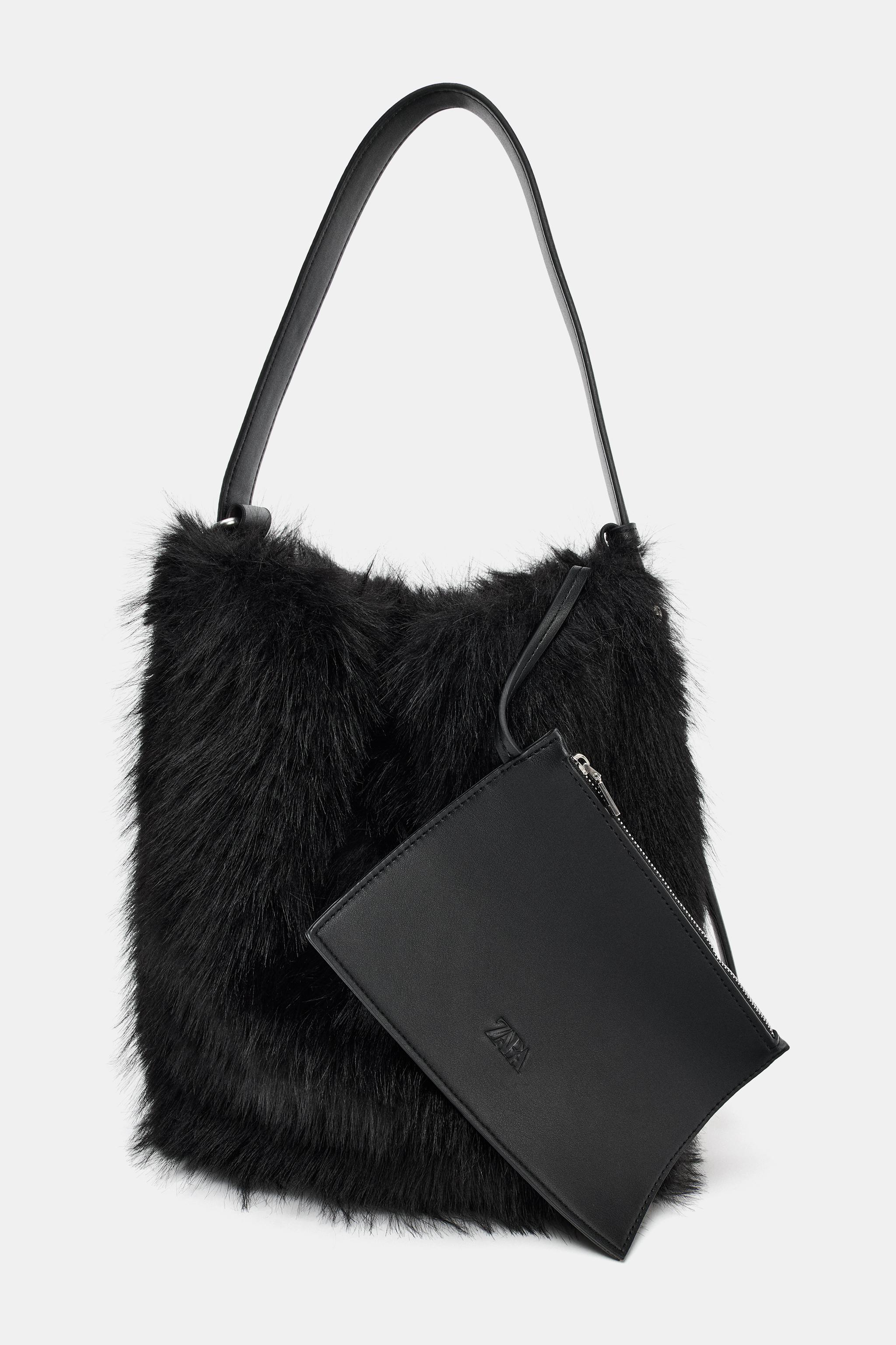 FAUX FUR BUCKET BAG