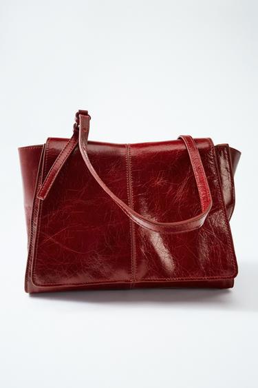 MINI SHOPPER PIEL DOBLE BOLSILLO - Rojo Cereza de Zara