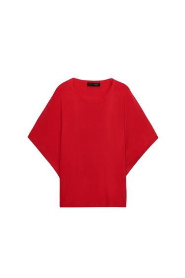 WIDE SHORT SLEEVE KNIT TOP - Red by Zara