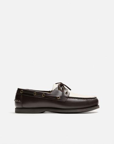 SAPATO NÁUTICO DE PELE - Multicolor da Zara