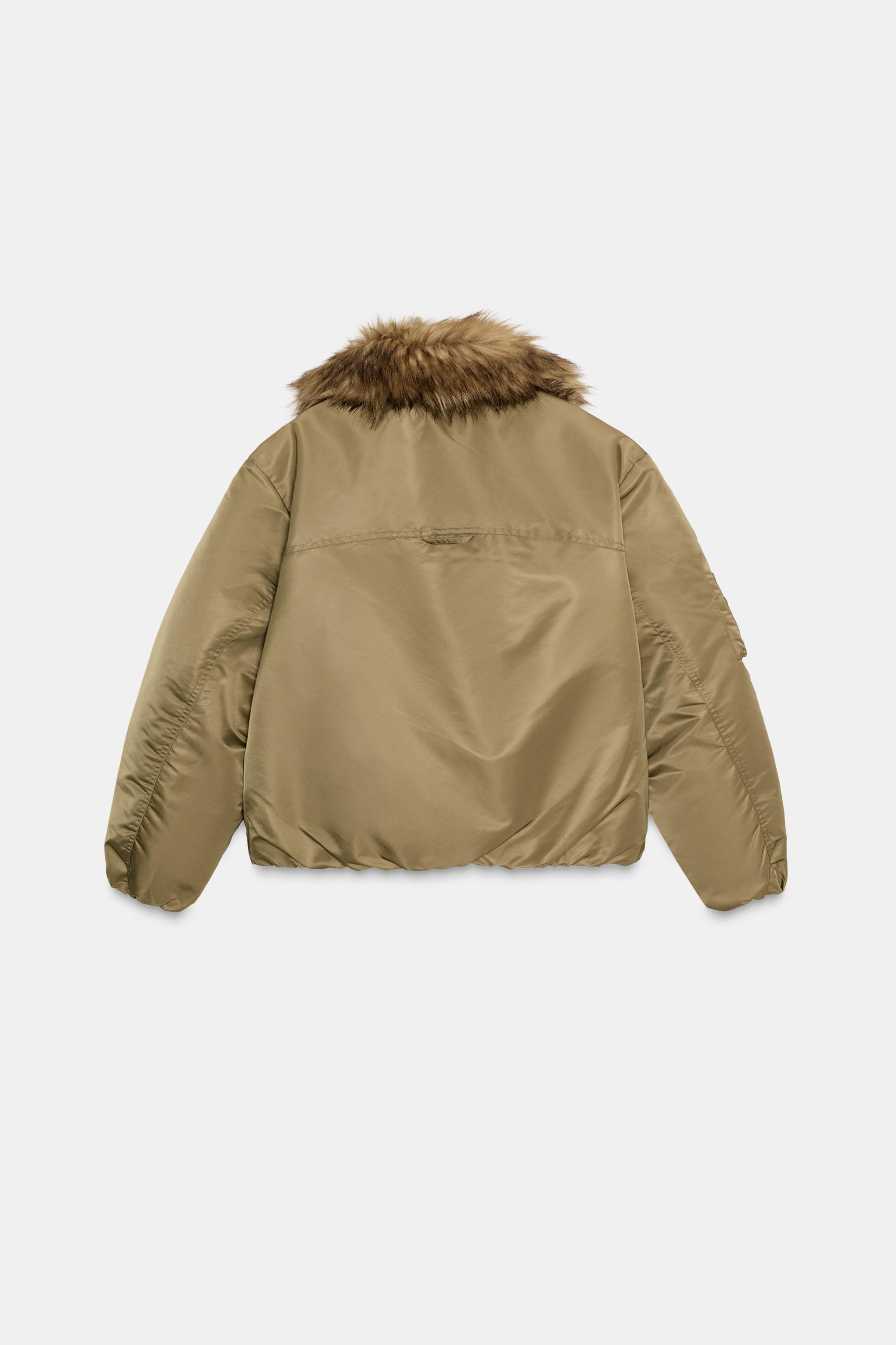 ZW COLLECTION FAUX FUR COLLAR BOMBER JACKET
