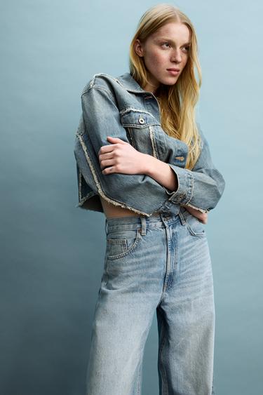CHAQUETA CROP DENIM TRF - Azul de Zara