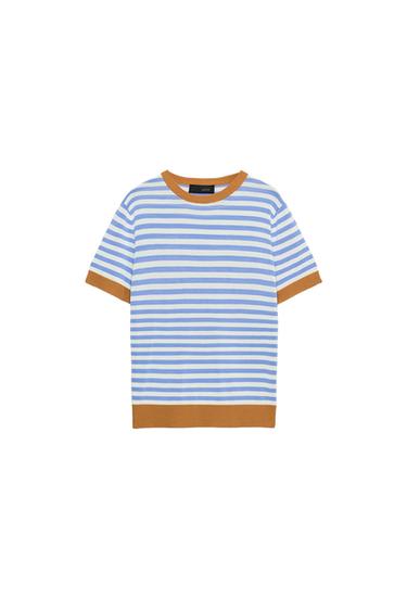 STRIPED KNIT TOP - Blue/White by Zara