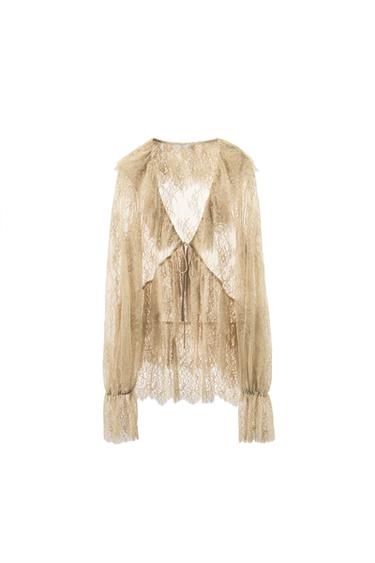 HEMD AUS SPITZE MIT VOLANTS ZW COLLECTION LIMITED EDITION - Cremefarben von Zara