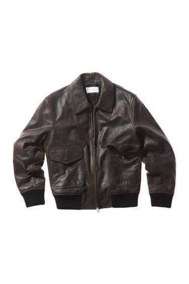 CAZADORA PIEL LAVADA - Marrón oscuro de Zara