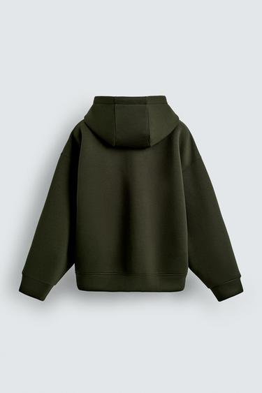NEOPRENE-EFFECT HOODIE - Dark green by Zara