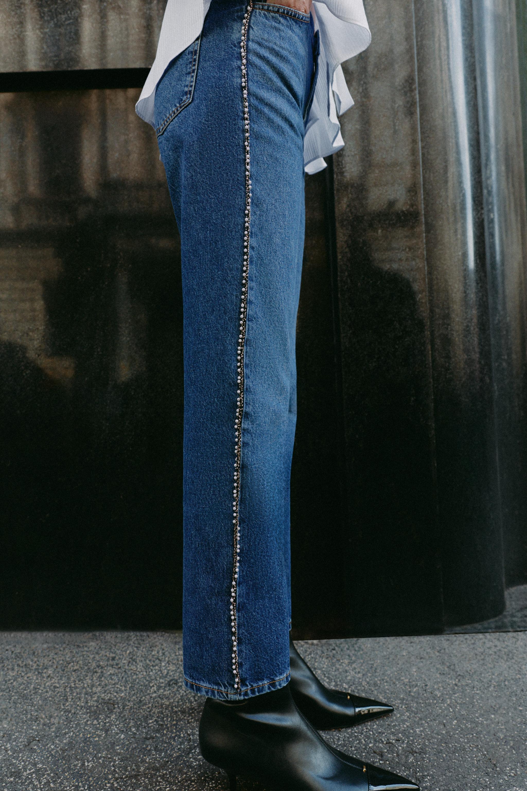 Z1975 MID-RISE SLIM STRAIGHT PEARL JEANS