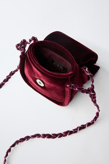 VELVET BOW CROSSBODY BAG - Burgundy Red by Zara - Image 3