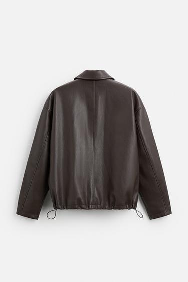 LEATHER EFFECT JACKET - Brown by Zara - Image 7