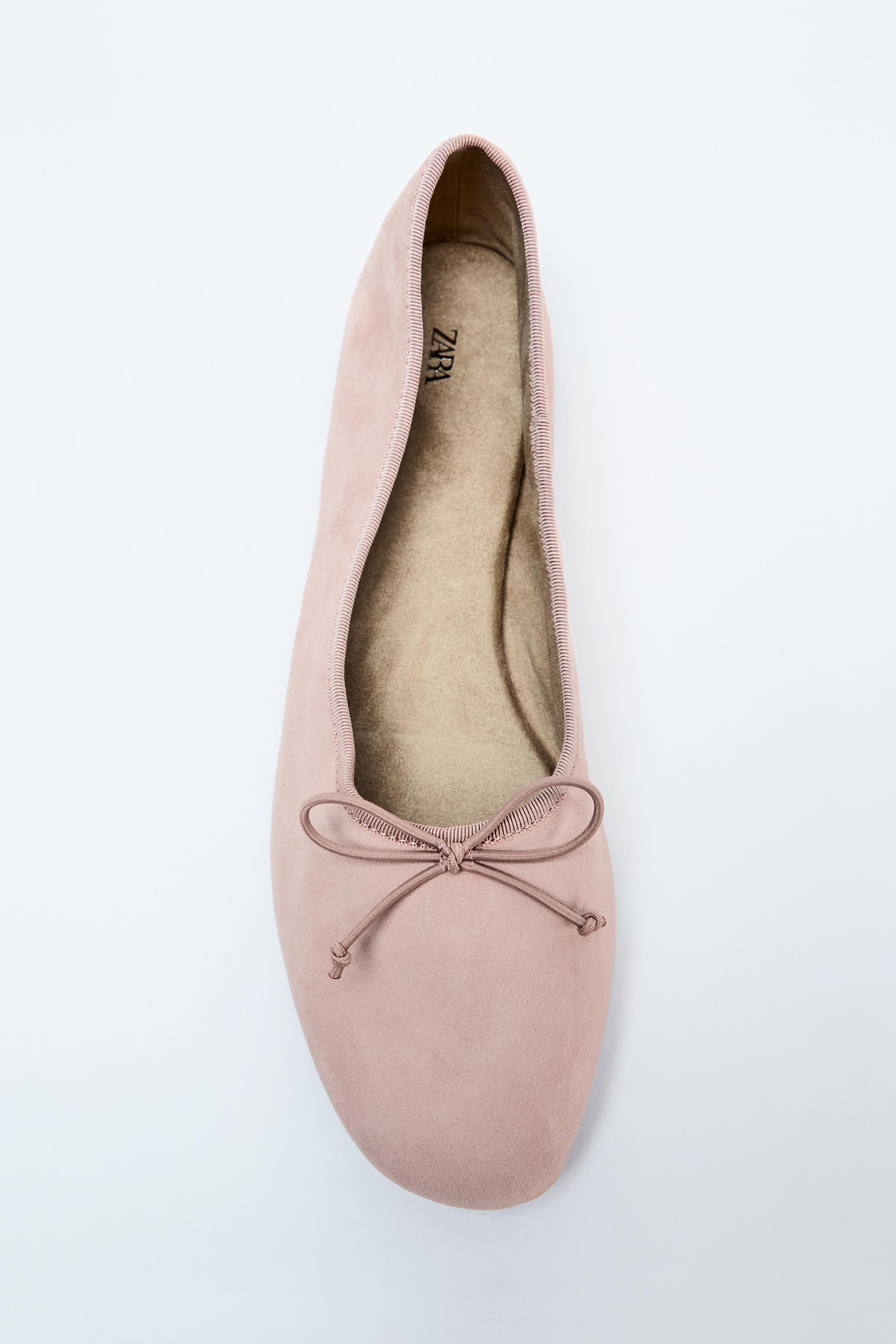 스웨이드 리본 발레리나 플랫슈즈