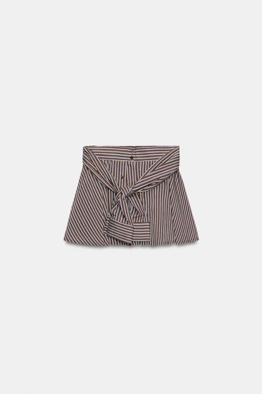 SHORT À RAYURES ET NŒUD - Marron de Zara - Image 5