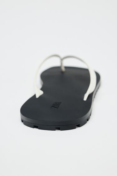 SANDALES EN CUIR SEMELLE ÉLASTIQUE - blanc de Zara - Image 4