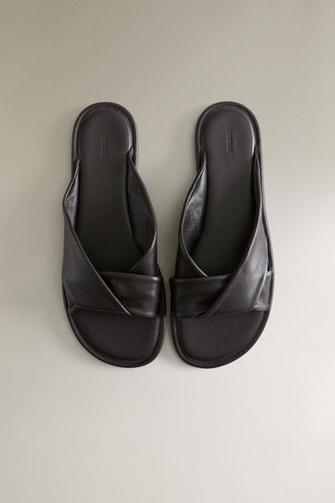 KNOTTED LEATHER SLIDERS - Brown by Zara - Image 2
