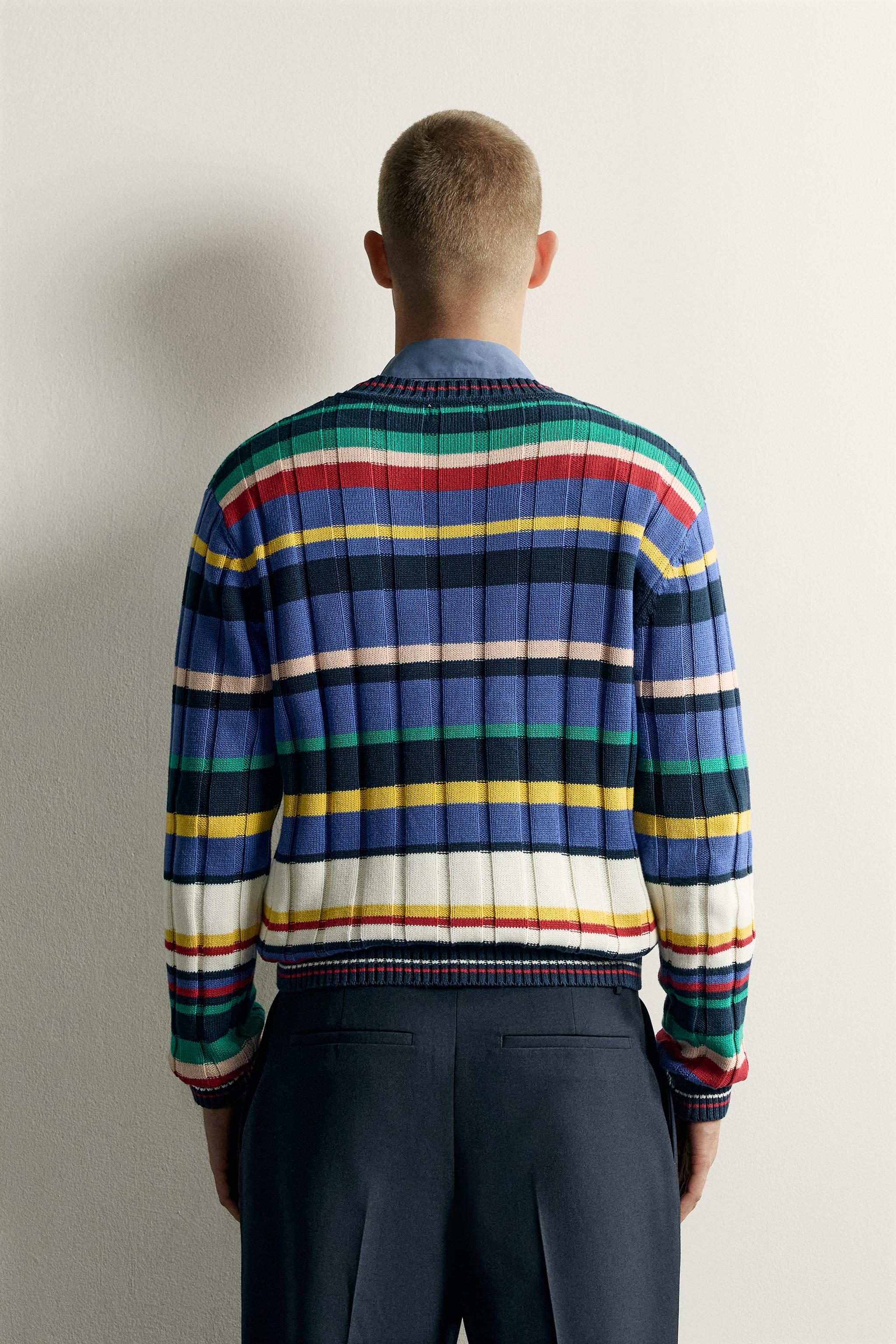 COTTON STRIPED JACQUARD SWEATER