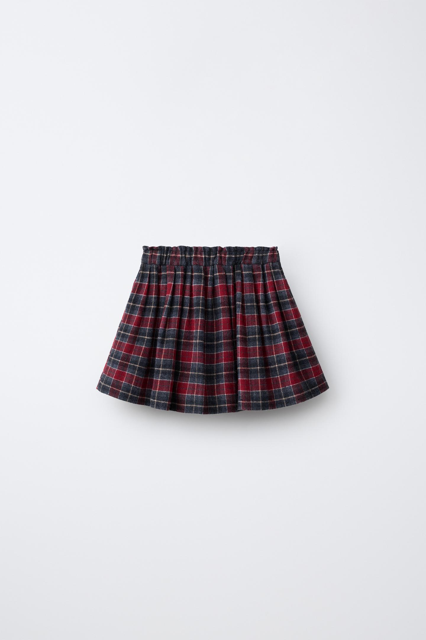 Детская юбка Zara Plaid Print, цвет: Красный — фото 2