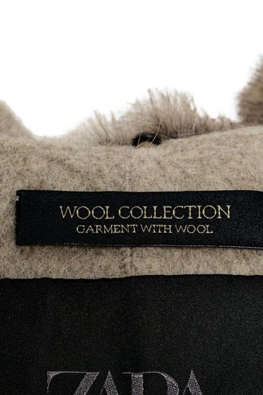 MANTEL MIT WOLLANTEIL UND KUNSTFELLKRAGEN ZW COLLECTION - Hellbraun von Zara