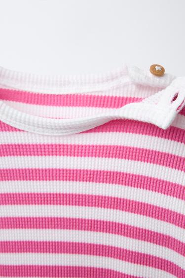 STRIPED WAFFLE T-SHIRT AND SHORTS SET - Pink by Zara - Image 2