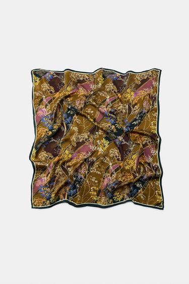 ПЛАТОК ИЗ ВИСКОЗЫ С ЦВЕТОЧНЫМ ПРИНТОМ — ОЛИВКОВЫЙ от Zara