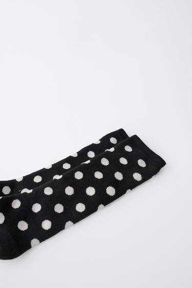 CHAUSSETTES HAUTES THERMIQUES À POIS - Noir de Zara - Image 2