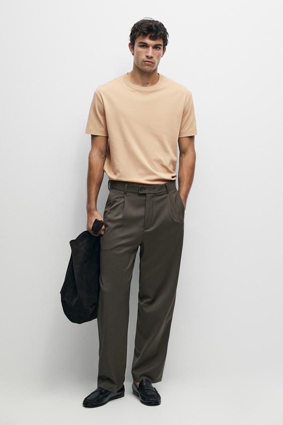 Zara 100% cotton short-sleeve T-shirt - Dark mink - Image 0
