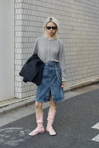 ウールブレンドクロップドコート ZW COLLECTIONダークグレーZaraのウールブレンドクロップドコート ZW COLLECTION - ダークグレー 