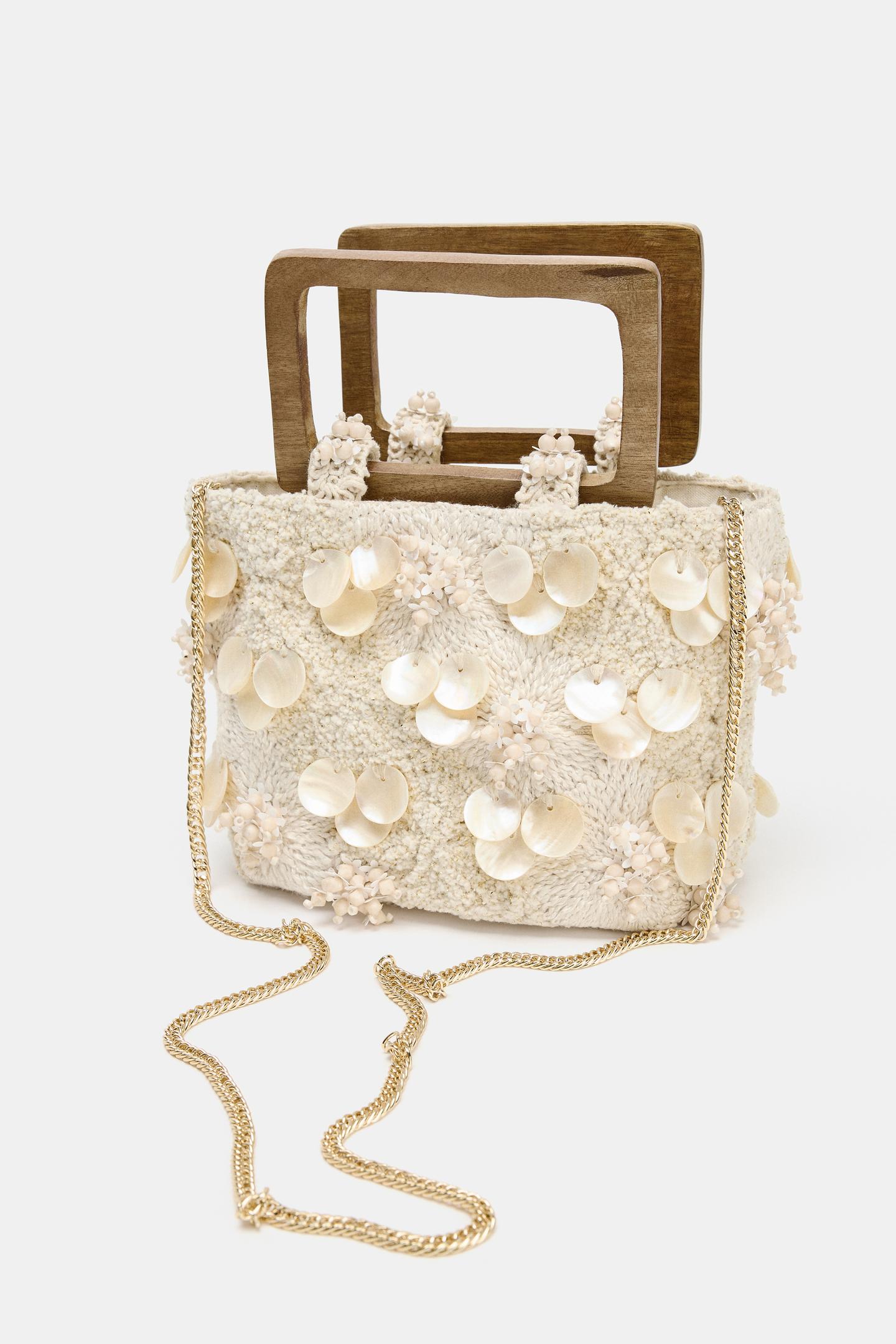 Женская сумка Zara Embroidered Mini Handbag, цвет: Экрю — фото 4