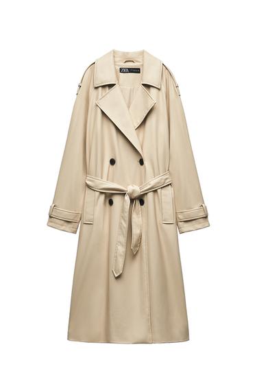 FAUX LEATHER LONGLINE TRENCH