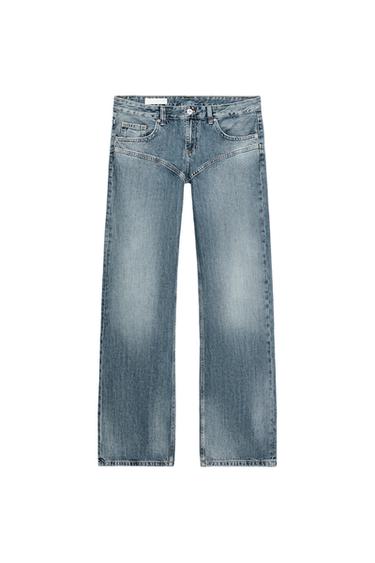 STRAIGHT-LEG LOW-RISE SEAM DETAIL TRF JEANS - Blue by Zara