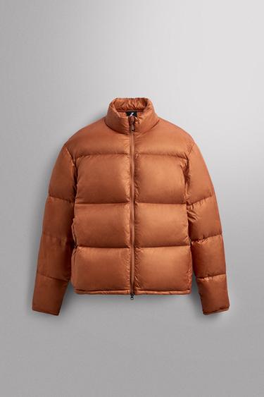 Zara 100% FEATHER PUFFER JACKET - Dark orange