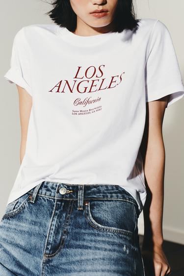T-SHIRT TEXTE - Blanc / Grenat de Zara - Image 2