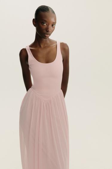 CONTRAST TULLE DRESS - Pale pink by Zara - Image 1