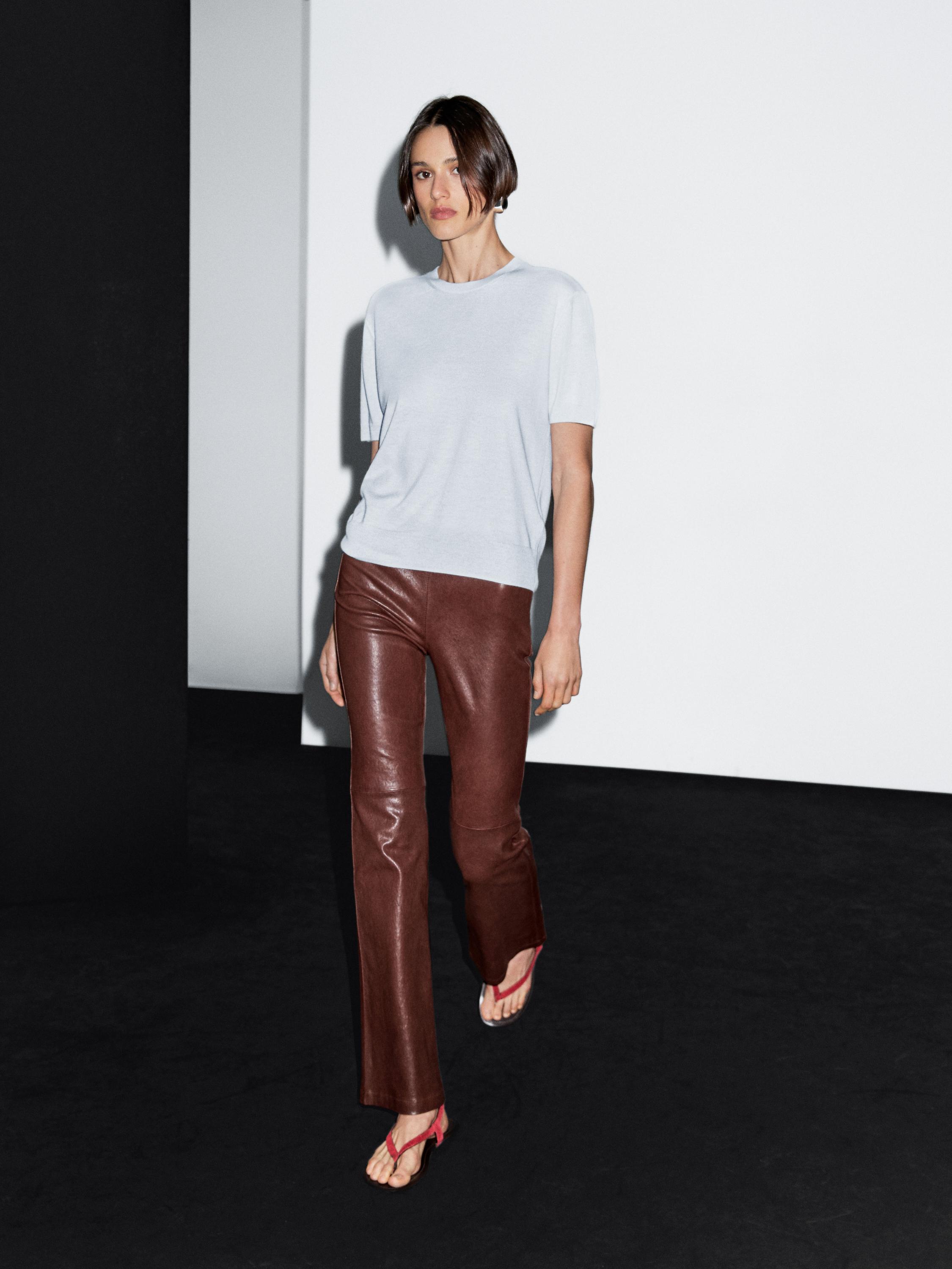 Pull laine en maille à manches courtes