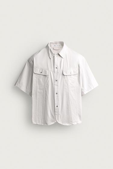 WASHED BOXY FIT OVERSHIRT - Oyster-white by Zara