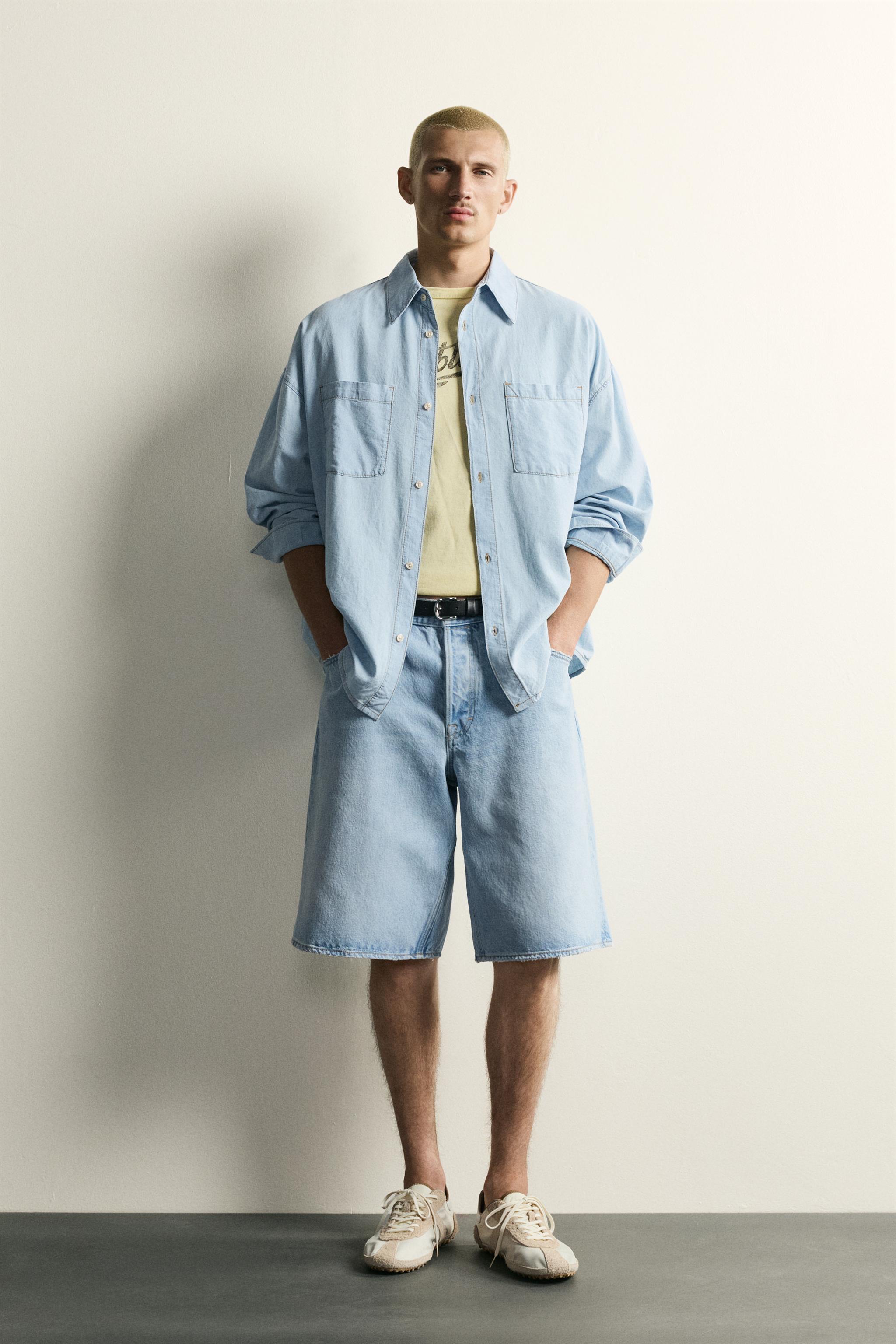 LIGHTWEIGHT WASHED DENIM SHIRT - Light blue | ZARA United States