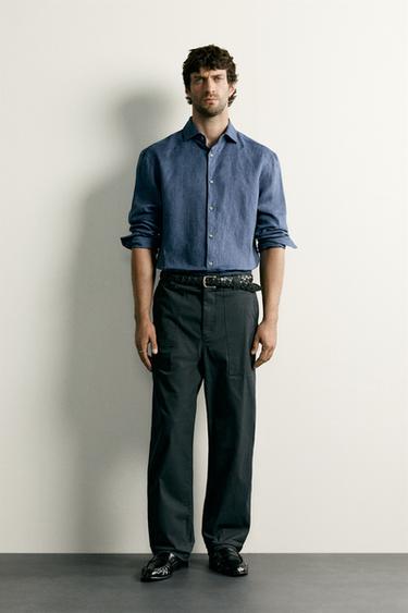 100% LINEN REGULAR FIT SHIRT - Indigo by Zara