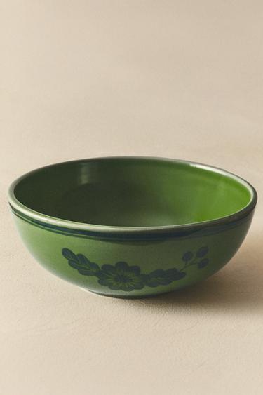 FLORAL STONEWARE SALAD BOWL - Blue / Green by Zara - Image 5
