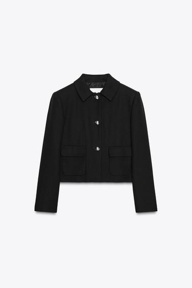 Zara GOLD BUTTON JACKET - Black - Image 0