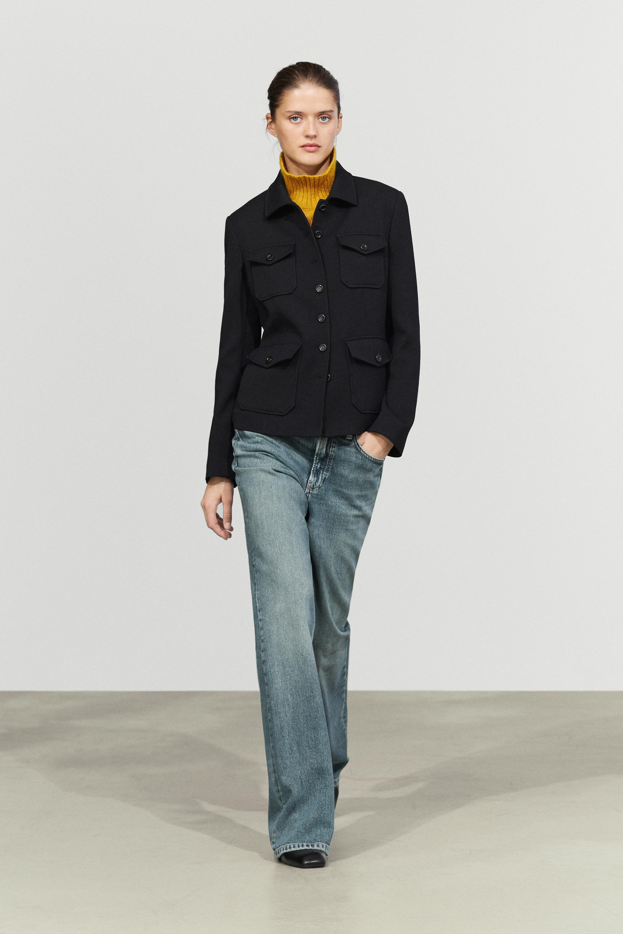 Wool blend jacket with pocket detail