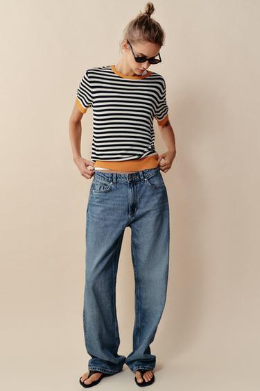 TOP EN MAILLE À RAYURES - blanc-orange de Zara